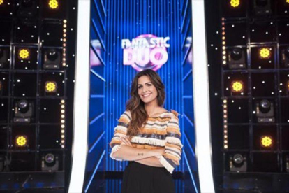 Nuria Roca, en el plató del programa Fantastic dúo, que emitió TVE-1.