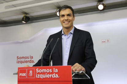 Pedro Sánchez, este martes en la sede del PSOE.