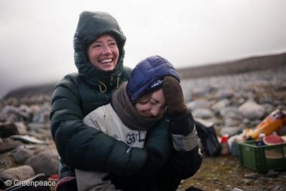 Emma Thompson y su hija Gaia en el Ártico.