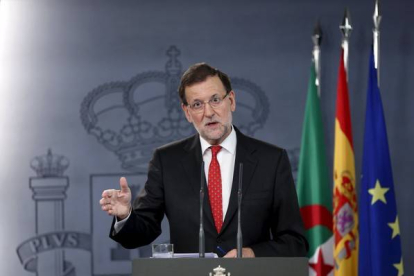 Mariano Rajoy, este martes en conferencia de prensa en la Moncloa.