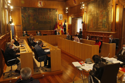 Un momento del Pleno de la Diputación de León celebrado esta mañana. FERNANDO OTERO
