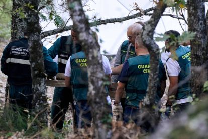 Agentes de la Guardia Civil y de Policía Nacional baten el terreno donde aparecieron restos de Juana Canal, en la zona de Navalacruz (Ávila), en busca de pistas que esclarezcan el caso de esta mujer desaparecida desde 2003. RAÚL SANCHIDRIÁN