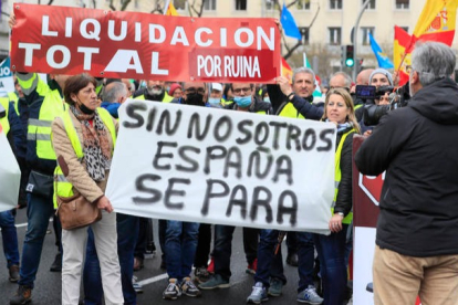 Manifestación de transportistas en Madrid. FERNANDO ALVARADO