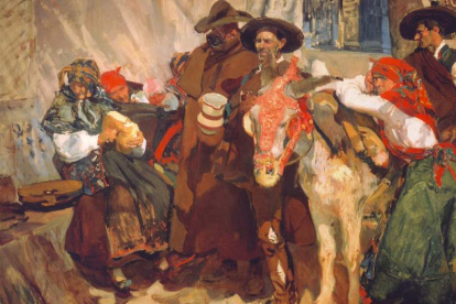 El espectacular lienzo ‘Aldeanos leoneses’, pintado por Sorolla en 1907 y expuesto un año después en Londres. Hungtington lo compró para la Hispanic Society. DL