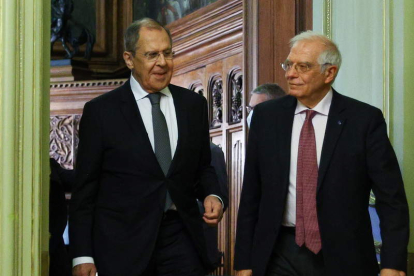 Josep Borrell en su visita a su homólogo ruso. RUSSIAN FOREIGN AFFAIRS MINISTRY