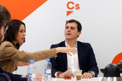 Rivera preside la reunión de la ejecutiva de Ciudadanos, el pasado mes de febrero en la sede central de Madrid.