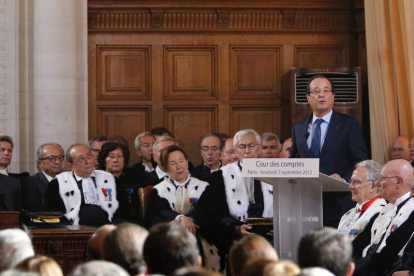 Hollande, durante la toma de posesión del fiscal general de Francia.