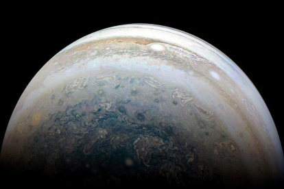 Júpiter desde la nave Juno en un viaje anterior.