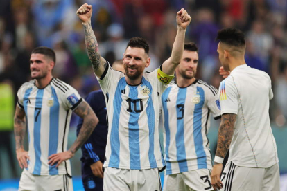 Leo Messi celebra la clasificación de la selección argentina para la final del Mundial de Catar tras vencer a Croacia por 3-0. VOGEL