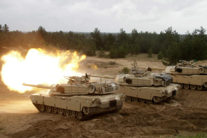 Imagen de los tanques Abrahams que enviará Estados Unidos a Ucrania. VALDA KALNINA