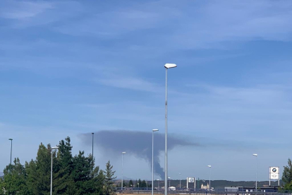 La columna de humo del incendio se ve desde León capital. DL