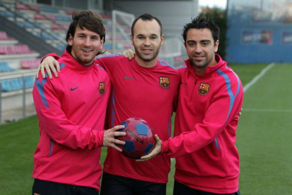 Messi, Iniesta y Xavi.