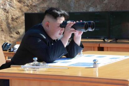 El líder norcoreano Kim Jong-un el pasado mes de julio durante el lanzamiento de un misil intercontinental.