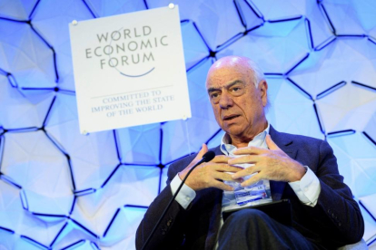 El presidente del BBVA, Francisco González, durante su intervención en la 48ª Reunión Anual del Foro Económico Mundial WEF, en Davos (Suiza).