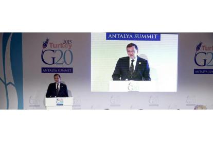 ante los periodistas en Antalya (Turquía), donde participa en la cumbre del G20