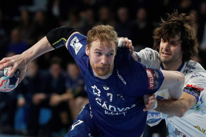 El argentino Gonzalo Carou, ante el Montpellier en la Liga de Campeones.