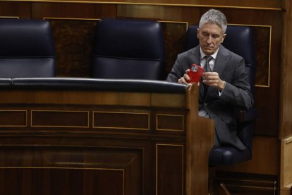 El ministro de Interior, Fernando Grande Marlaska, ayer, en el Congreso. J. C. HIDALGO