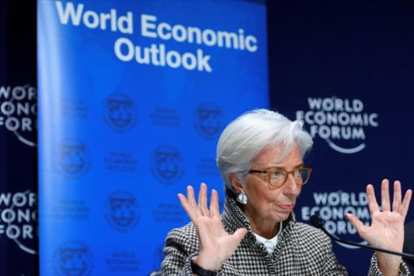 Christine Lagarde, ayer, en Davos