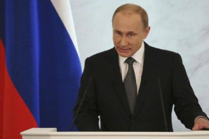 Putin se dirige a ambas cámaras del Parlamento en su discurso sobre el estado de la nación.