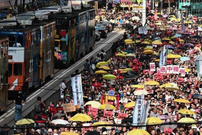 Manifestación en Hong Kong contra las leyes de extradición a China.