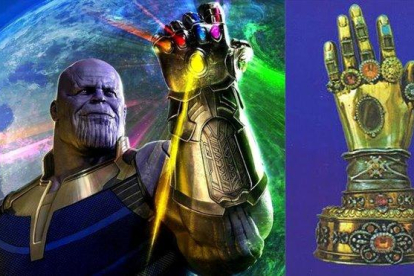 A la izquierda, Thanos con el guantelete del infinito y a la derecha, el relicario con la mano incorrupta de santa Teresa.