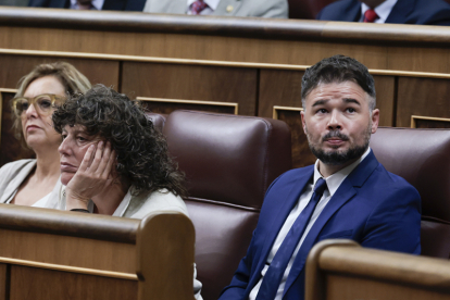 El portavoz de ERC, Gabriel Rufián. EFE / SERGIO PÉREZ.