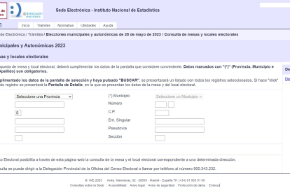 Imagen de la herramienta de consulta del Instituto Nacional de Estadística. INE