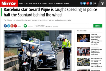 La noticia del 'Daily Mirror', desmentida por Piqué, según la cual fue detenido cuando circulaba a 190 km/h