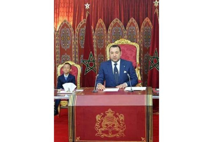 El rey Mohamed VI durante su discurso de ayer.