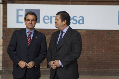 Artur Mas visita la sede de Endesa junto a su presidente Borja Prado.