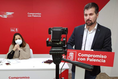 Tudanca, en el Comité Provincial del PSOE de Palencia, que se celebró telemáticamente,. XAVI RAMOS
