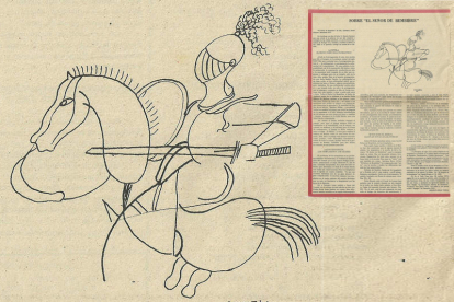 Ilustración y página completa del artículo que Amable Arias envió al periódico ‘Aquiana’. DL