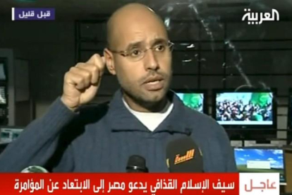 Saif al Islam Gadafi, en declaraciones a la televisión estatal libia.