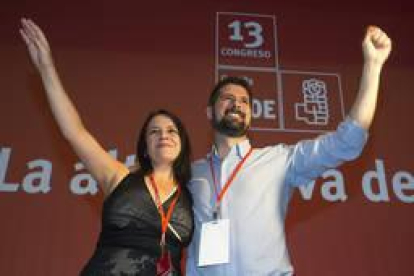 La vicesecretaria general del PSOE Adriana Lastra y el secretario general del Psoe CyL, Luis Tudanca.