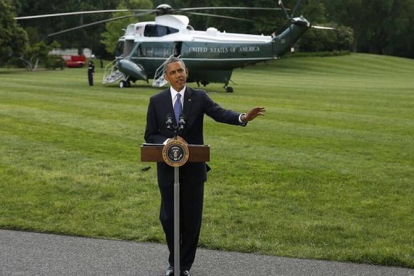 Obama, en los jardines de la Casa Blanca.