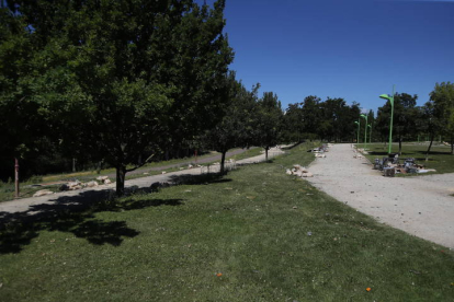 Imagen de la basura de los fuegos en el paseo del Bernesga. J. NOTARIO