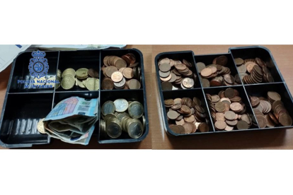 Tras la detención de un hombre por robo en una frutería fueron recuperados dos cajetines de la caja registradora y diversos billetes y monedas. SUBDELEGACIÓN DEL GOBIERNO