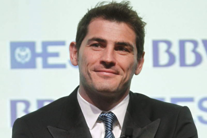 Íker Casillas, durante la presentación organizada por el BBVA.