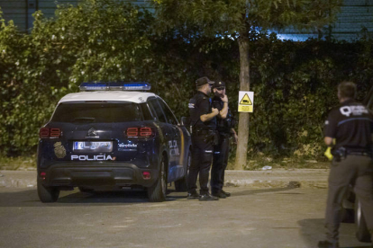 Miembros de la Unidad Militar de Emergencias, con perros especializados, durante las labores de búsqueda. DAVID ARJONA