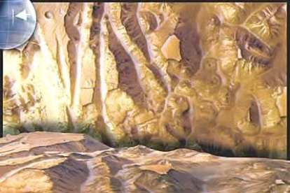En total, la zona fotografiada representa una superficie de 120.000 kilómetros cuadrados a la altura del gran cañón Valles Marineris.