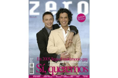 Zerolo y su marido, en portada de la revista 'Zero'.