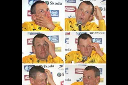Qué divertidas son las ruedas de prensa de Lance Armstrong. Para cada pregunta que se le realiza al recién proclamado vencedor del Tour de Francia (por sexto año), un careto diferente....