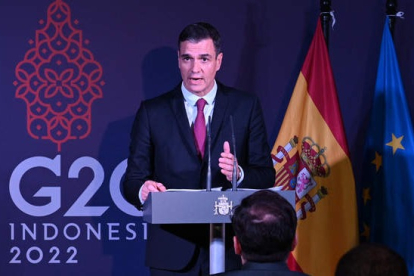 Pedro Sánchez, en la reunión del G20 que se celebró en Bali. BORJA PUIG DE LA BELLACASA