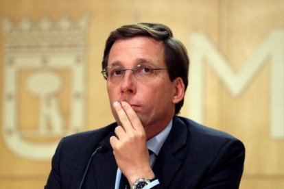 El alcalde de Madrid, José Luis Martínez-Almeida, tras la primera reunión de la Junta de Gobierno del Ayuntamiento.