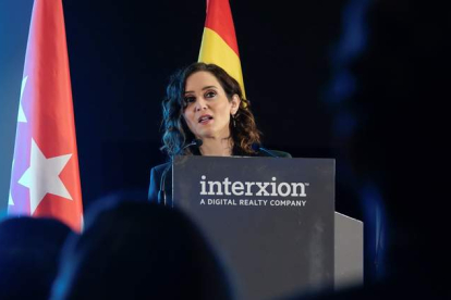 La presidenta de la Comunidad de Madrid, Isabel Díaz Ayuso, en un acto celebrado ayer en la capital. COMUNIDAD DE MADRID