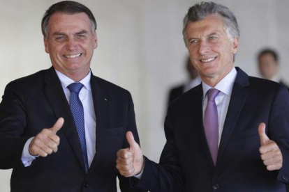 Jair Bolsonaro y Mauricio Macri, el 16 de enero del 2019 en Brasilia.