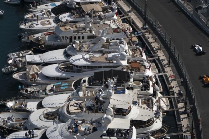 Vista aérea de Mónaco, durante el Gran Premio del 2018.