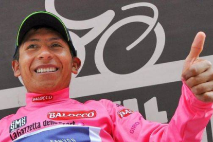 Quintana, en el podio de Val Martello.