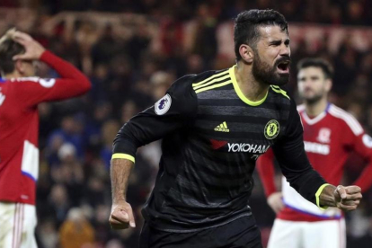 Diego Costa celebra su decisivo gol al Middlesbrough.