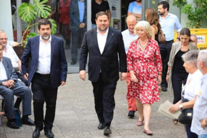 Jordi Sànchez y Oriol Junqueras, el 19 de julio pasado, en un acto de la ANC en Barcelona.